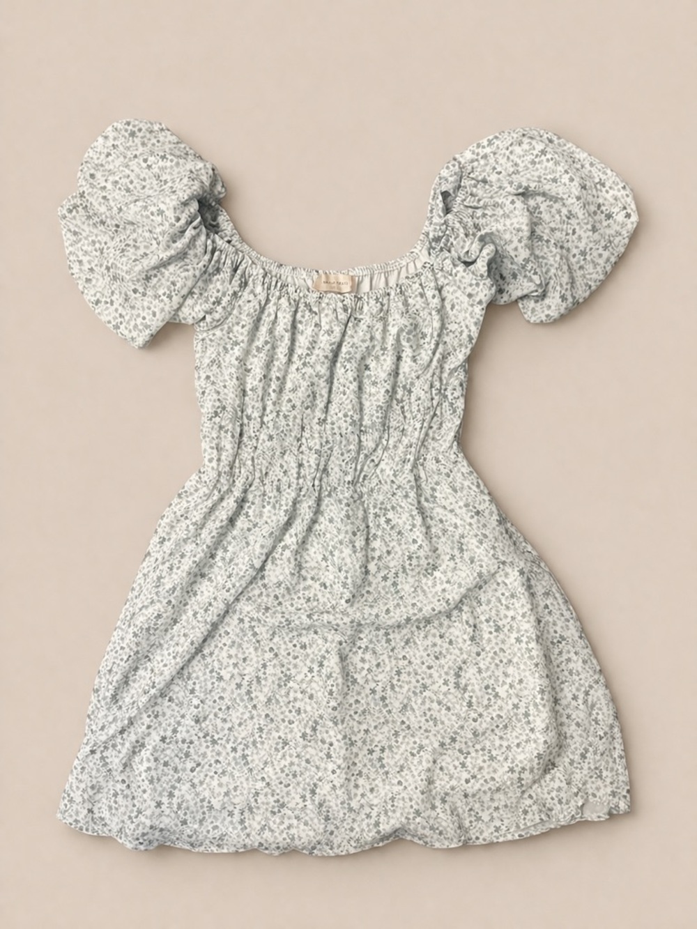 Altar'd State Cream Top with Subtle Blue Pattern